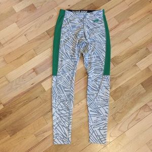 Nike workout leggings grey and white with green